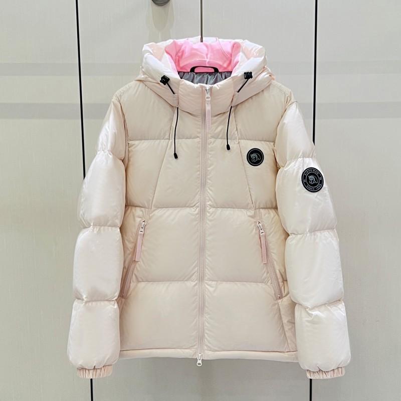 Womens Short Puffer Jacket White Hooded