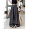 Kumikumi Fancy Pure Color Suit Pants Casual Pants Women Fall High Waist Drooping Straight Loose Pants Mop Pants