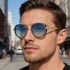 2026 European and American Retro Oval Men's Sunglasses High-end Side Bag Small Frame Sunglasses Fashionable Metal Full Frame Glasses