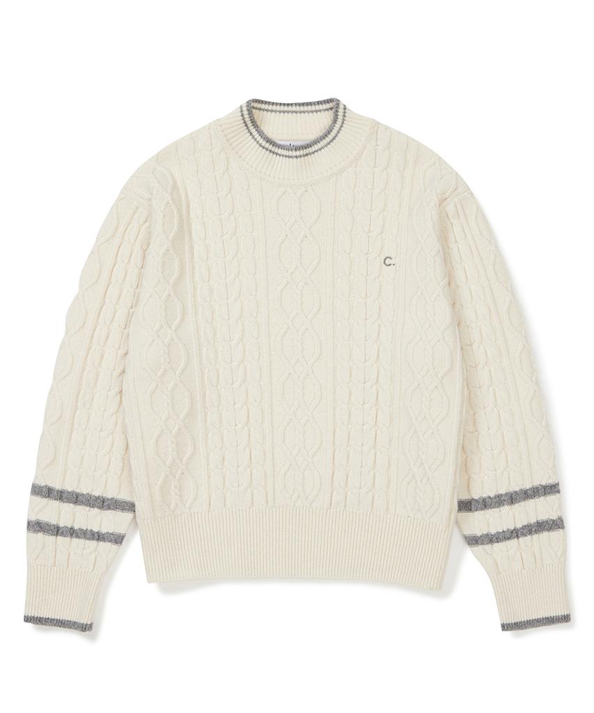 CLOVE [23Fw Clove] Cable Highneck Pullover (Ivory)