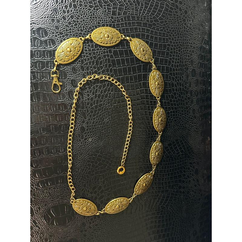 

Mei Mary Vintage carved european and american style dress jeans versatile streetwear fashion metal women s waist chain золотой