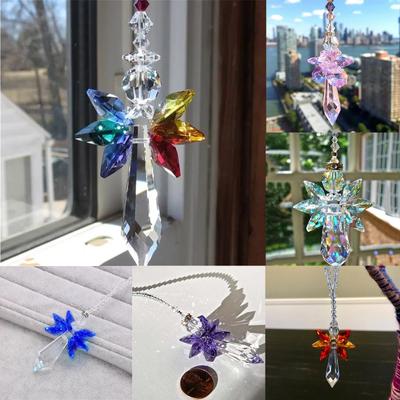 Moderno Acchiappasole Chakra Angelo Cristallo Arcobaleno Campanelli Eolici Ciondolo Portafortuna per Auto Decorazione per la Casa Ornamenti da Appendere