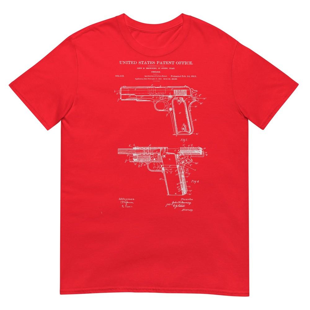1911 Retro Vintage Handgun Diagram Blueprint Pistol 45acp TShirt S
