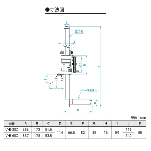 Niigata Seiki SK Digital Height Gauge, Handle Type, 600mm, VHS-60D