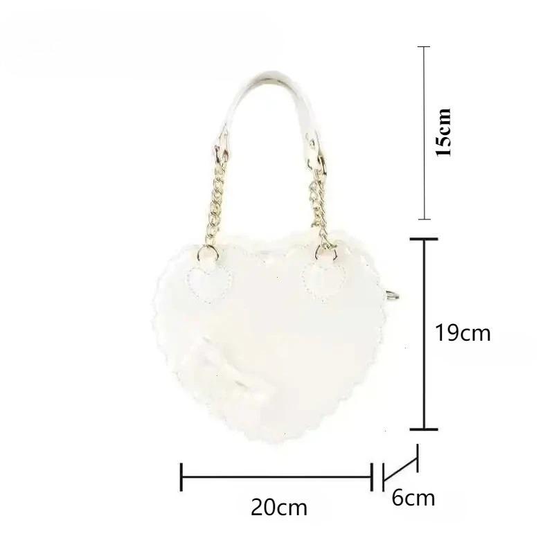 Heart Lolita Handbags Girls Bowknots Decor Japanese Shoulder Bags Two Sized Kawaii Shell Purses Cute Pink Messenger Bag Gifts