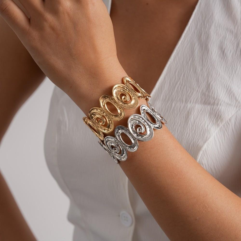Metal Cuff Bangle Bracelet Non-Fading Women Wristband Fancy Spiral Arm Bracelet  Party