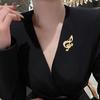 Women Brooch Sparkling Rhinestone Inlaid Musical Note Shape Anti-Exposure Buckle Suits Shirts Sweaters Bags Pin Outfit Accessory
