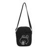 Black Canvas Crossbody Bag Kawaii Cartoon Bunny Print Fashion Casual Tote Bag for Teens School Commute Daily Shopping