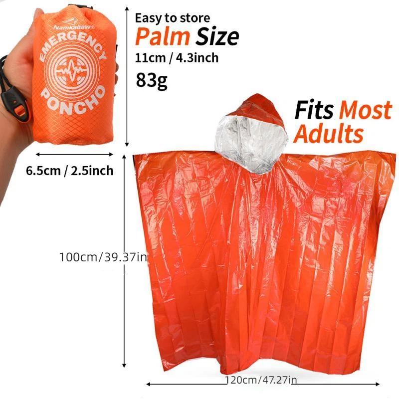 Wasserdichter Thermischer Notfallponcho Mit Aufbewahrungstasche Tragbar Für Camping Wandern Outdoor-Aktivitäten