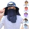 Pălărie de Soare cu Bor Lat și Ventilator Solar pentru Bărbați Femei Pălărie Bucket de Pescuit pentru Exterior cu Apărătoare de Gât și Protecție Facială pentru Drumeții Camping