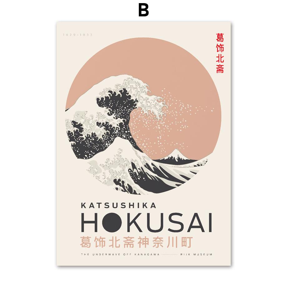 Katsushika Hokusai Wave Sun Mount Fuji Wall Art Canvas Painting Nordic Posters And Prints Wall Pictures For Living Room Decor