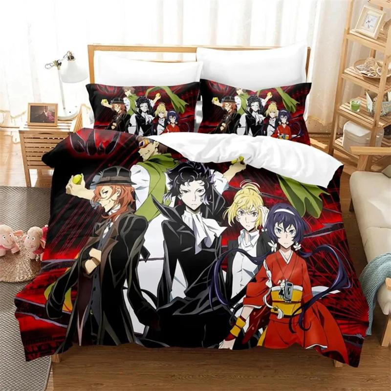 Anime Dazai Bungo Stray Dogs Bedding Set Boys Girls Twin Queen Size Duvet Cover Pillowcase Bed Kids Adult Home Textileextile