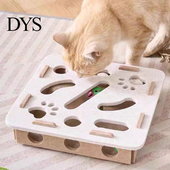 Mentales Stimulations-Katzen-Spielzeug Kratz-Labyrinth Interaktiver Filz-Nagelfeiler Selbstspiel-Box mit Kratzfläche und Spiel 3 Glöckchenbälle für Wohnungskatzen Stimuliert Kätzchen
