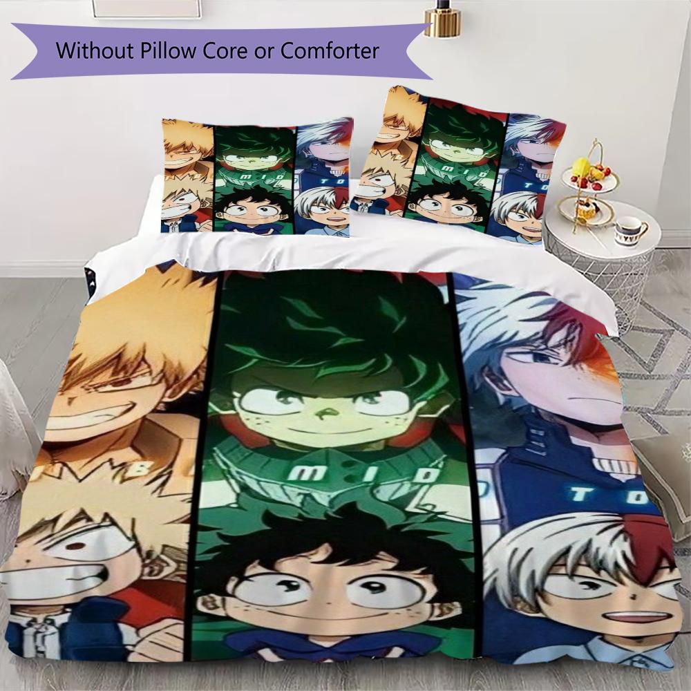 

My Hero Academia Pattern Bedding uilt Set uilt Cover Pillowcase Home Decoration Birthday Gift (1 * duvet cover + 2 * pillowcase without core)94 135x200cm