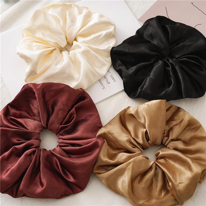 Oversized Scrunchies Rubber Hair Ties Elastic Hair Bands Girs Ponytail Hairstyle Smooth Satin Hair Rings For Women Accessories