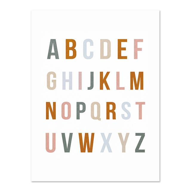 Rainbow ABC Alphabet Poster Quotes Print Nursery Wall Art Canvas Painting Child Bedroom Pictures Kids Gift Baby Room Home Decor