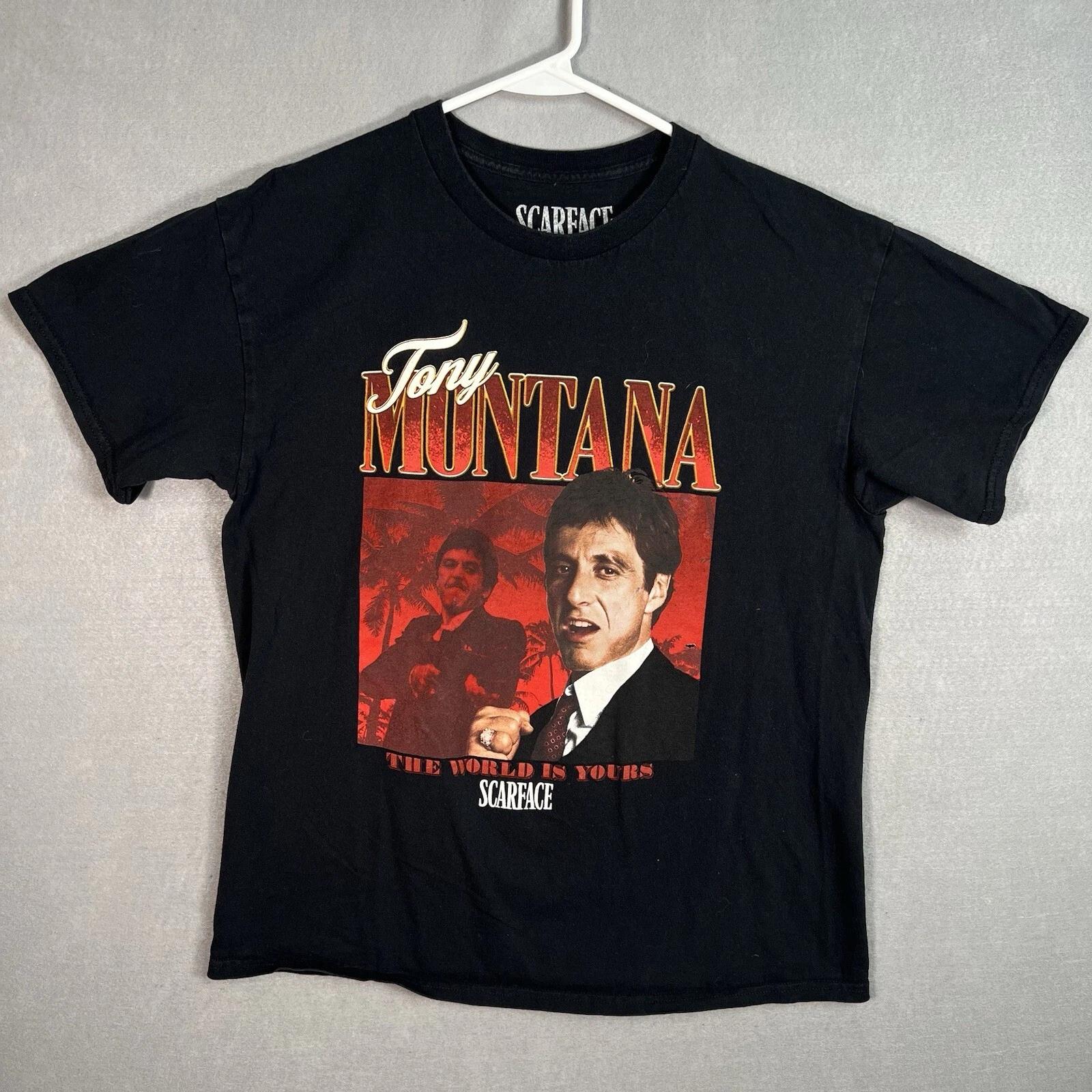 Scarface Tony Montana The World Is Yours T Shirt Adult Large Black Mens 4XL