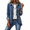 Doppelreihige Damen-Jeansjacke mit Rüschensaum für Freizeitkleidung