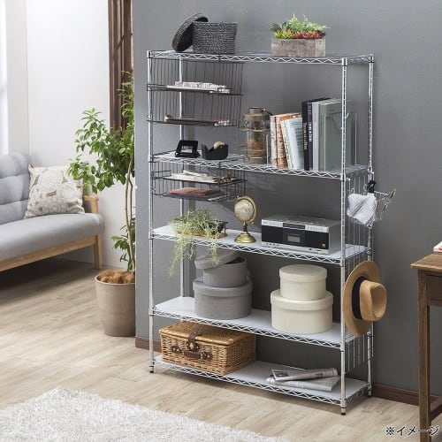CAINZ Interior Shelving Unit, 107cm Wide, 5 Tiers, 19mm Pole Diameter, M12 Steel, Storage Shelving, Open Shelving, Interior Rack, Pipe Storage, Pipe R