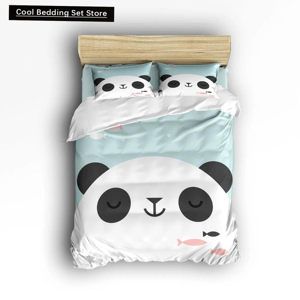 Panda King Full Bedidng Set Kids Romantic Bedding Set Cartoon Animal Duvet Cover Bicycle Balloon Dragonfly Polyester Quilt Cover