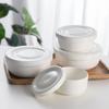 White Bone China Ceramic Bowl with Lid, Heat-Resistant, Ideal for Steaming or Stewing Eggs, Salad.