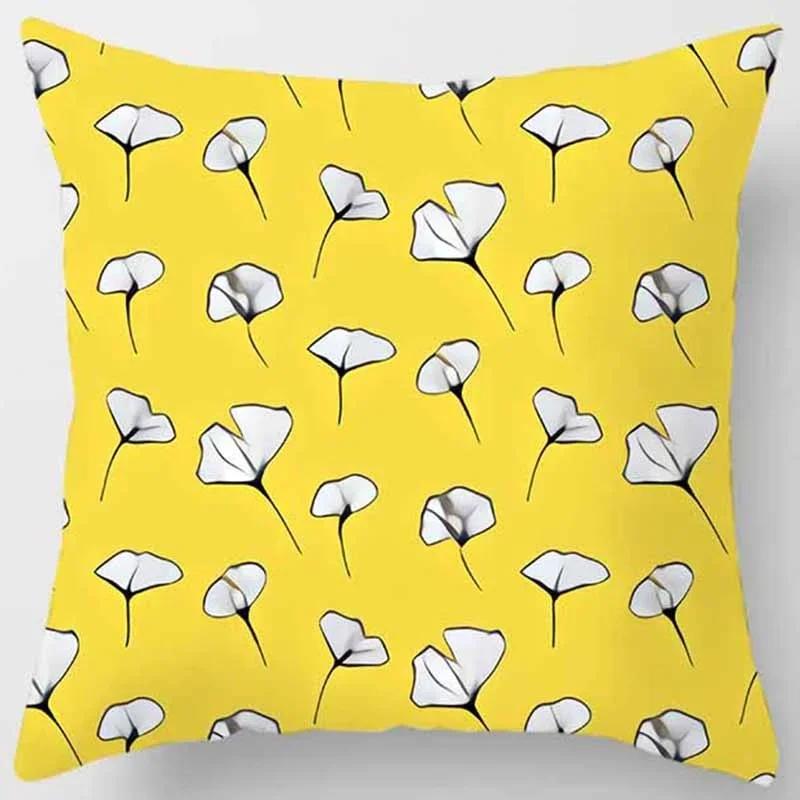 Fashion Yellow Decorative Pillowcase, Living Room Sofa Office Seat Waist Cushion  Cover  Aesthetic Home Decoration
