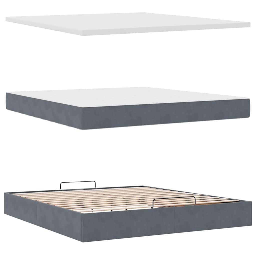 Enjoy a Restful Night S Sleep with This Ottoman Bed with Mattress In Dark Gray 160 X 200 Cm Velvet Fabric