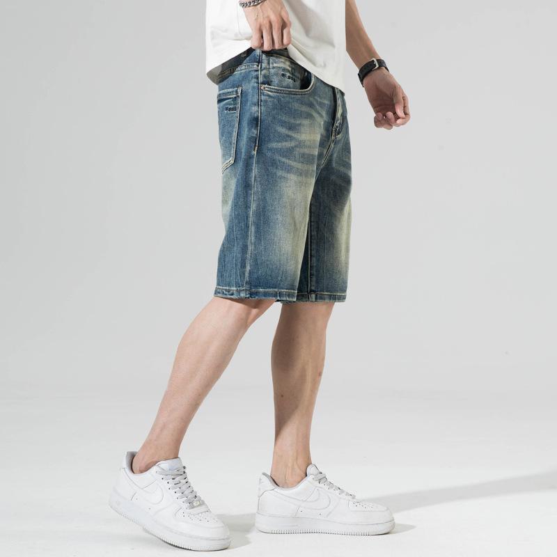 New Style of Men's Denim Shorts In Summer Thin Hong Kong Style Retro Versatile Mid-sized Pants