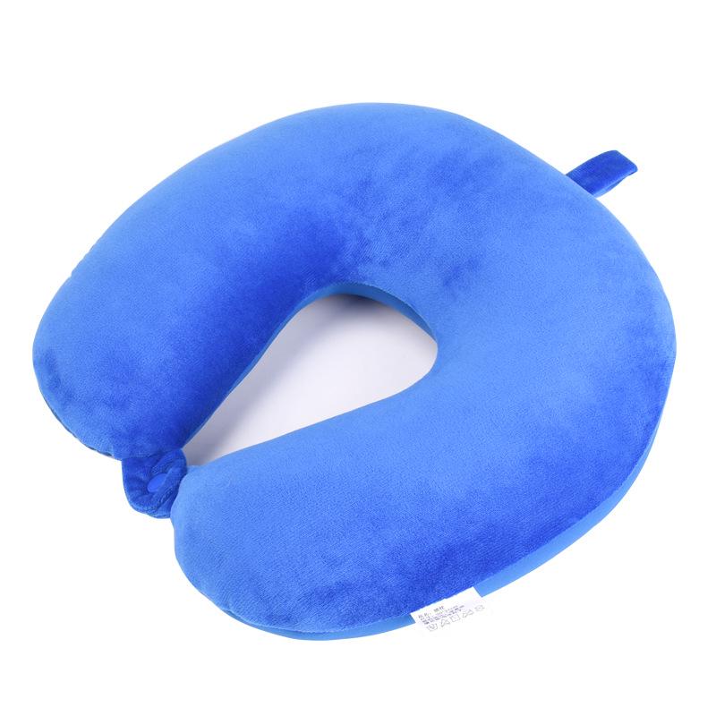 Custom Logo Solid Color U-Shaped Travel Neck Pillow with Foam Particle Support