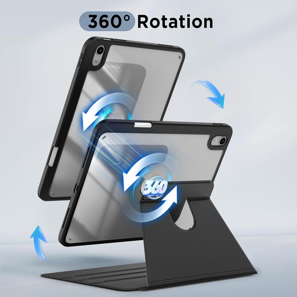 360° Rotating Case For Samsung Galaxy Tab S9 S10 FE Lite 10.9'' 11'' Swiveling Stand Clear Back Cover With Pencil Holder