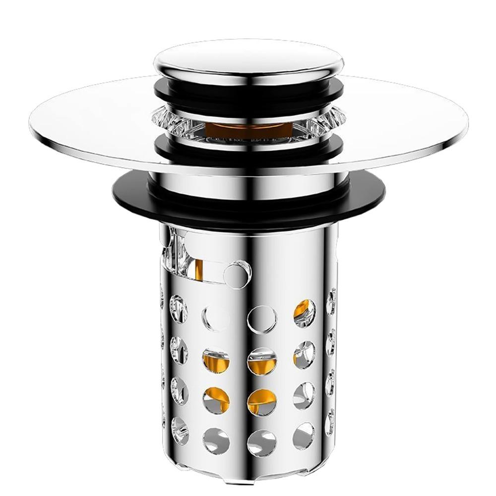 

Anti-clog Floor Drain Filter Mesh Copper Core Hair Trap Washbasin Bounce Core Stainless Steel Multifunctional Sealing Cover білий