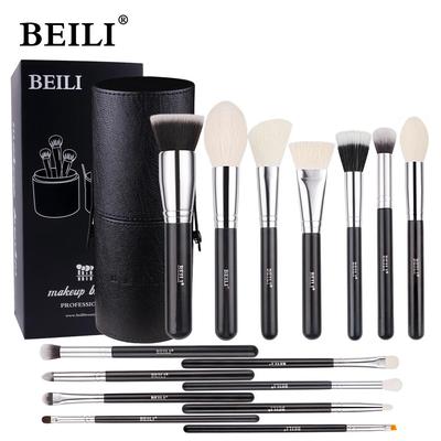 Pinceles de maquillaje 15 piezas Profesional Premium Pelo de cabra sintético Kabuki Base Mezcla Polvo para la cara Rubor Correctores Sombras de ojos con soporte