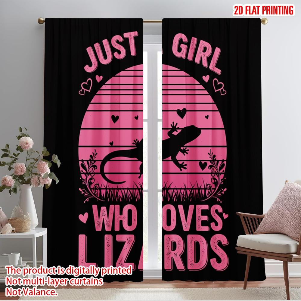 

2pcs 2D flat printing Curtain Just Loves Lizards Polyester Without Electricity Festive Holiday Use for Holiday Decor 52.50×116.00 CM 2pcs