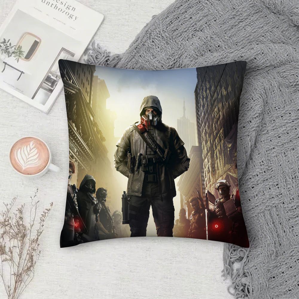 Игровой чехол для подушки Tom Clancy s The D-Division 2 Квадратный Двусторонний принт Короткий плюш Подушка-подушка для дивана Спальня Прикроватная подушка 12x12Inch