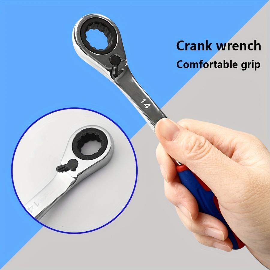 1 Set 7pcs Ratchet Wrench Multi-Specification Adjustable Direction Left And Right Handle Comfortable Anti-Slip Bidirectional Quick Lock Mechanism