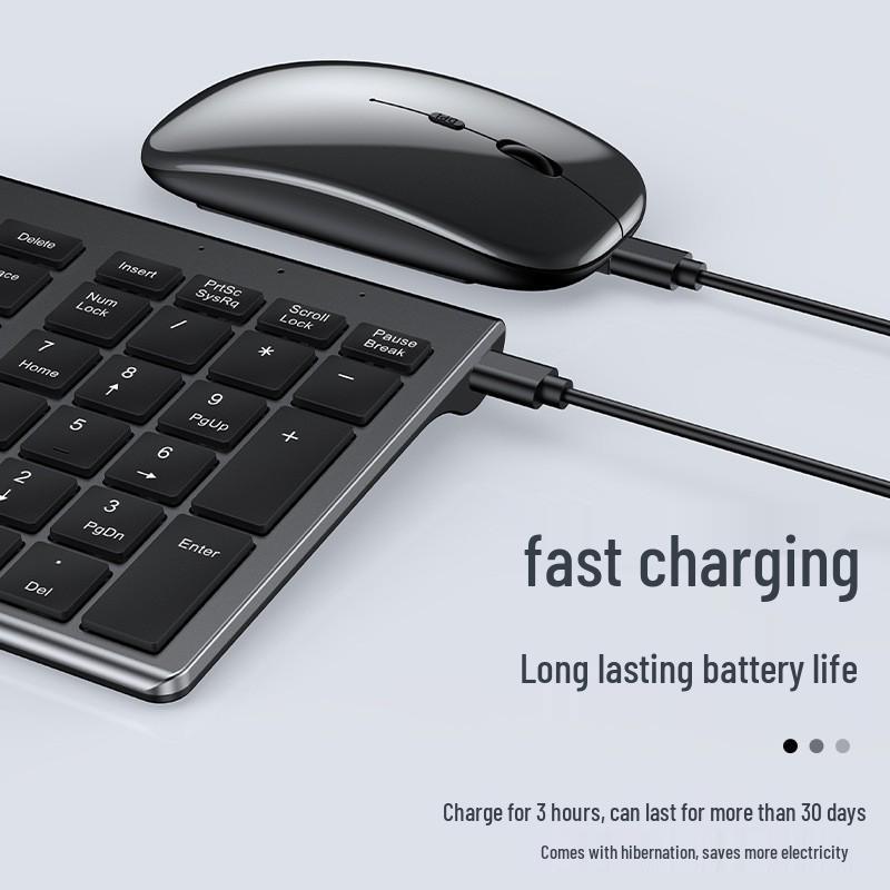 Rechargeable Silent Wireless Bluetooth Keyboard & Mouse Set for iPad, Laptop, and Desktop.
