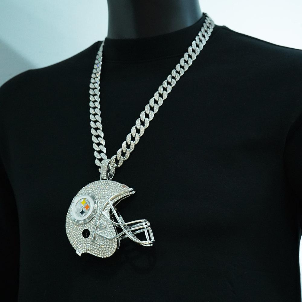 European and American Pittsburgh Steelers Football Helmet Alloy Pendant Necklace