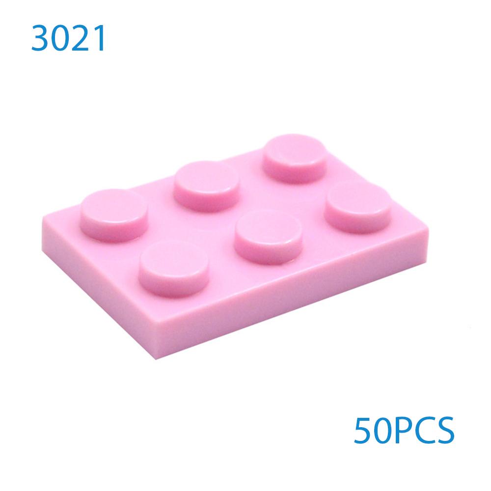 50pcs DIY MOC Building Blocks Thin Figures Bricks 2x3 Dots 12Color Educational Compatible 3021 Toys for Children Christmas gift