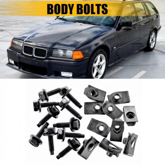 Black Bolts Body & U-nut Clips For Ford Truck 516-18 x 1-316  - 12  hex EOA