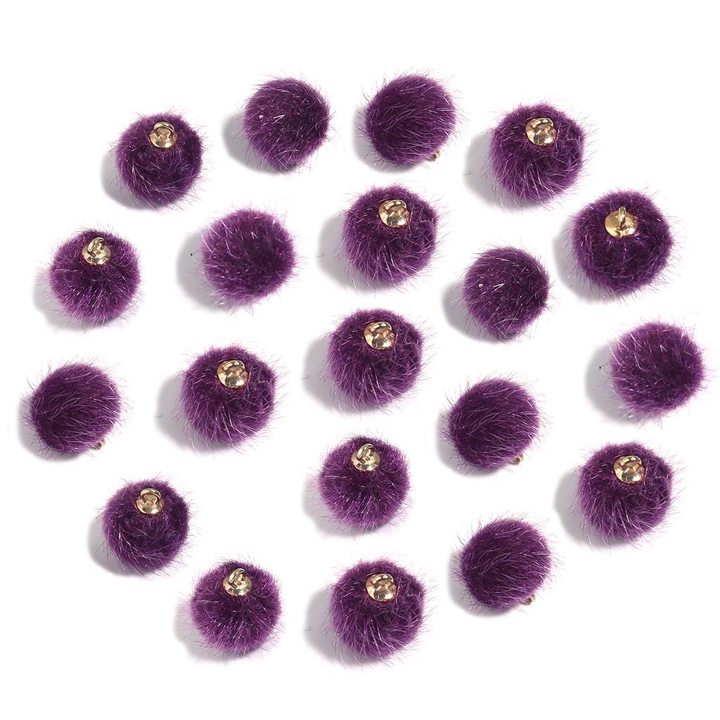 20pcs Plush Fur Covered Ball Beads Charms Multicolor Pompom Pendant For DIY Jewelry Making Necklace Bracelet Earring Accessories