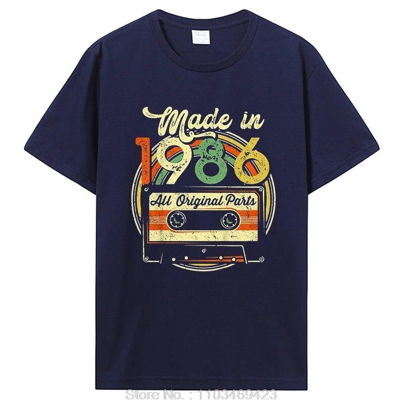 Lustiges Vintage 1986 T-Shirt Sommerstil Grafik Baumwolle T-Shirt Streetwear Geburtstagsgeschenke T-Shirt Unisex Kleidung Übergroß