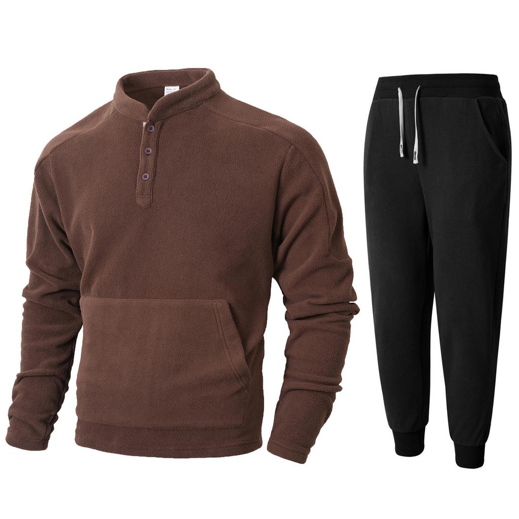 New Solid Color Men's Slim Zipper Casual Autumn and Winter Suit Long Sleeve Stand Collar Suit