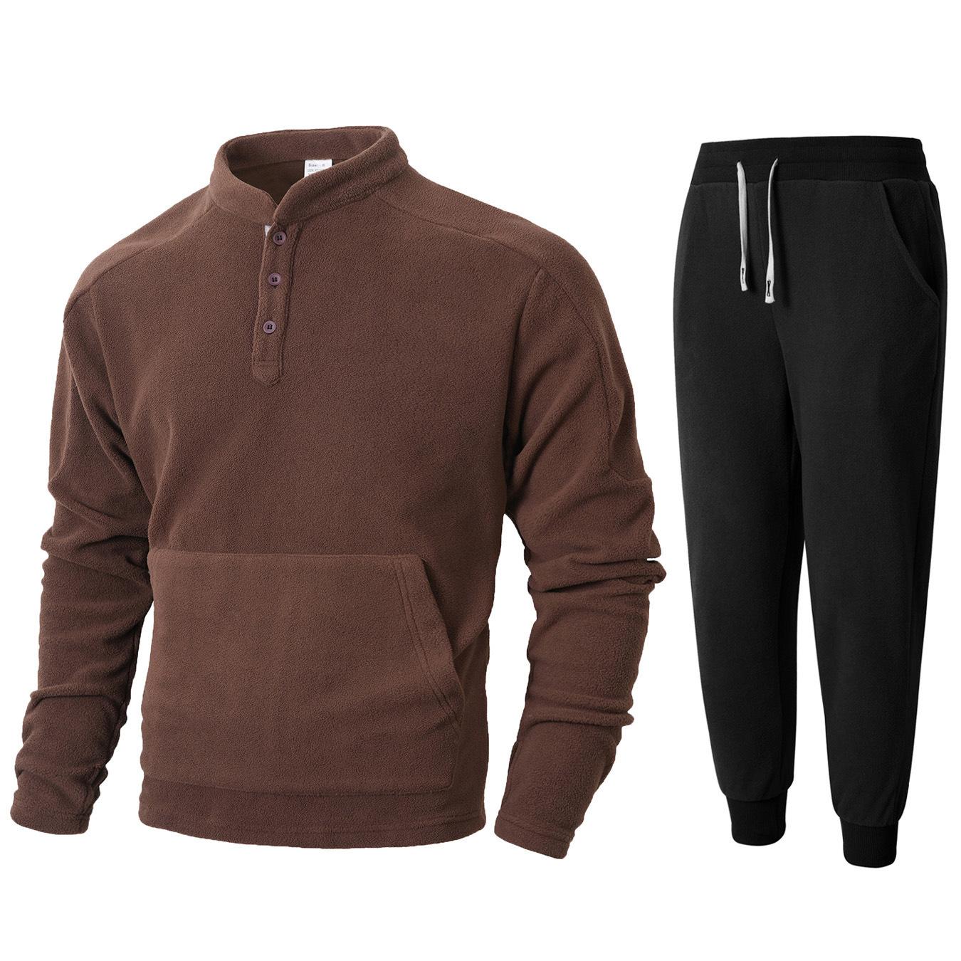 

Новый однотонный мужской приталенный повседневный костюм на молнии, осенне-зимний, с длинными рукавами и воротником-стойкой S коричневый