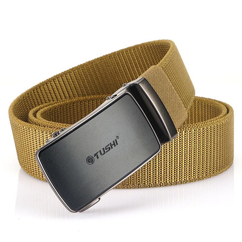 Automatic Buckle Elastic Nylon Waist Belt Outdoor Training Men's Pants
