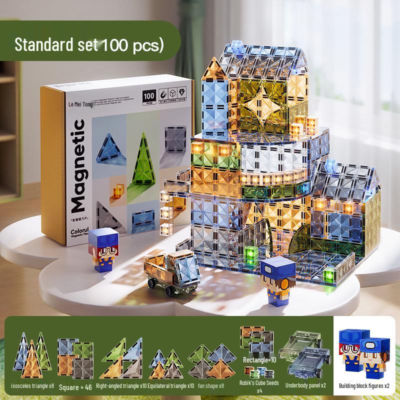 Children s Stained Glass Magnetic Tiles Set - 5.5CM Strong Magnet Educational Building Blocks