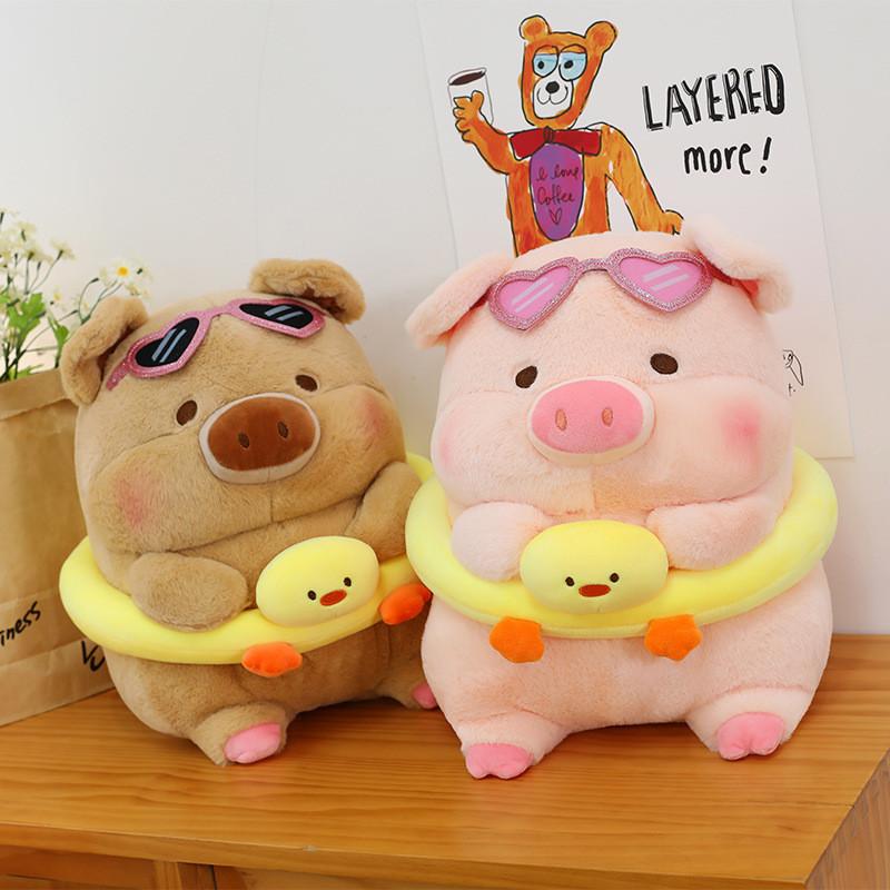 Cartoon Plush Toy Pig With Swimming Ring Cute Animal Soft Doll Gift For Kids