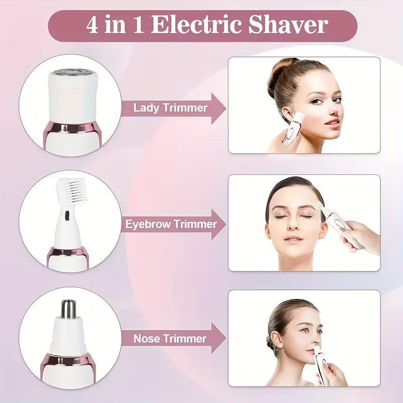 Xiaomi 4-in-1 Rechargeable Electric Lady Shaver Set - Portable 500mAh Wet & Dry Painless Trimmer for Face, Nose, Legs & Underarms