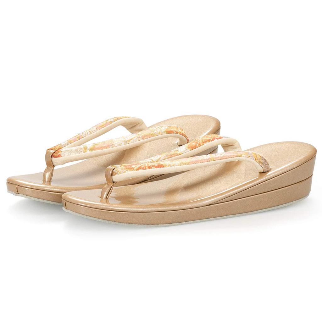 Zori Bag For For Formal Saga LL Made in China [Kyoto Miyabi] Set, Enamel, Furisode, Hakama, Wear, Women's, Gold/Silver, Nishiki, Size, 25.0cm, 25.5cm,