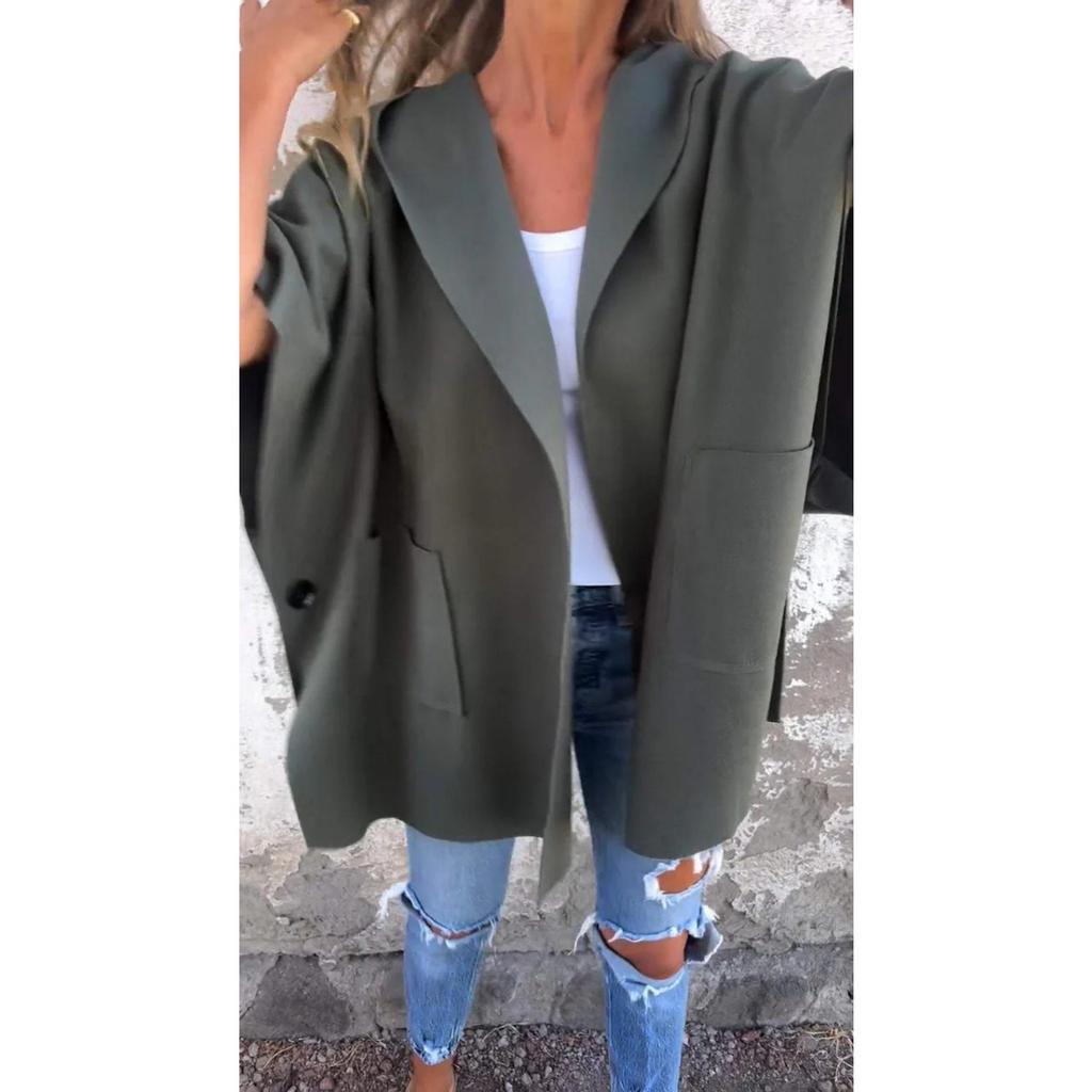 New Women's Fall Winter Lapel One-piece Poncho Coat