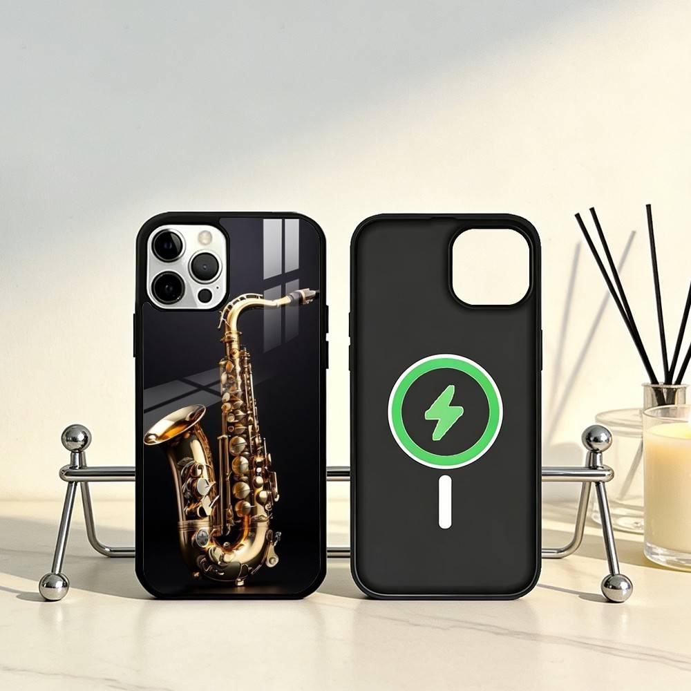 Saxophone Music Phone Case For iPhone17,16,15,14,13,12,11 Plus,Pro Max Magnetic For Magsafe Wireless Charging